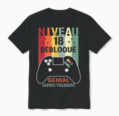 Level 18 Unlocked Funny 18th Birthday Gamer Gift T-Shirt, Black, S Unisex T-Shirt - Black