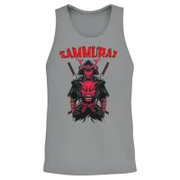 A Striking Vector Japanese Samurai Unisex Tank Top - Sport Grey – 2