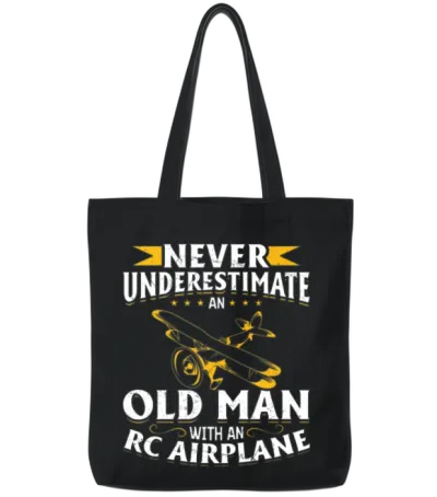 Men Rc Aircraft Humor Dad Model Plane Pilot Tote Bags - Black