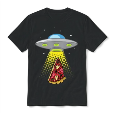 Ufo Pizza Abduction Unisex T-Shirt - Black