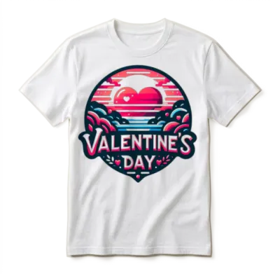 Valentine's Day Artistic Badge Design Unisex T-Shirt - White