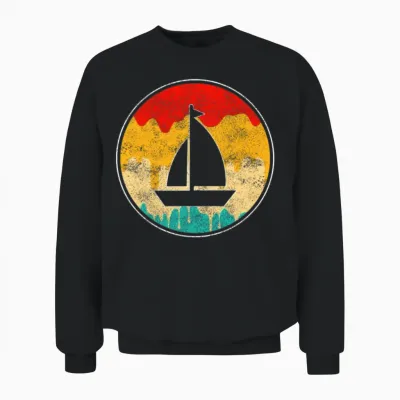Sailing Retro Unisex Sweatshirt - Black