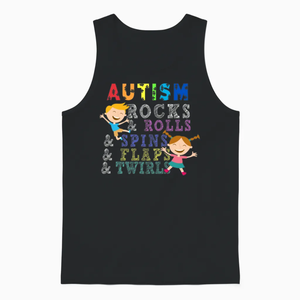Puzzle Pieces Shirt, Autism Rocks, Autism Kid Unisex Tank Top in Black