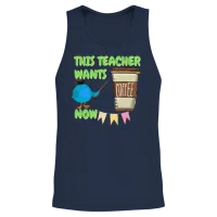Funny Teacher T Shirt Gifts for Coffee Teachers Unisex Tank Top - Navy – 2