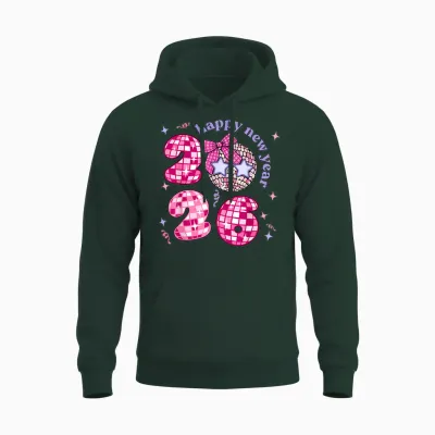 Groovy Happy New Year Party 2026 Girls Unisex Hoodie - Forest