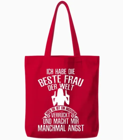Ich Habe Die Beste Frau Der Welt Ehemann Spruch (on Back) Tote Bags - Red