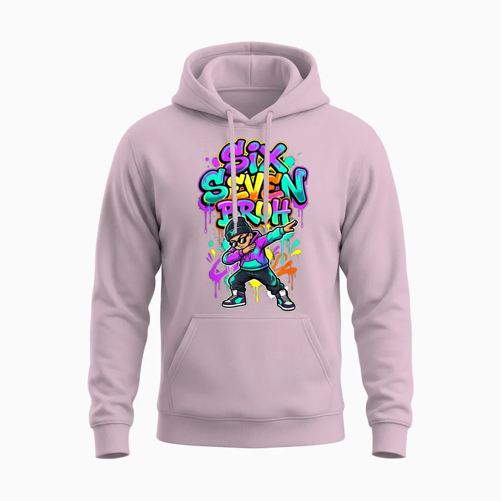 Six Seven 67 Schule Gen Alpha Slang Meme Unisex Hoodie in Light Pink
