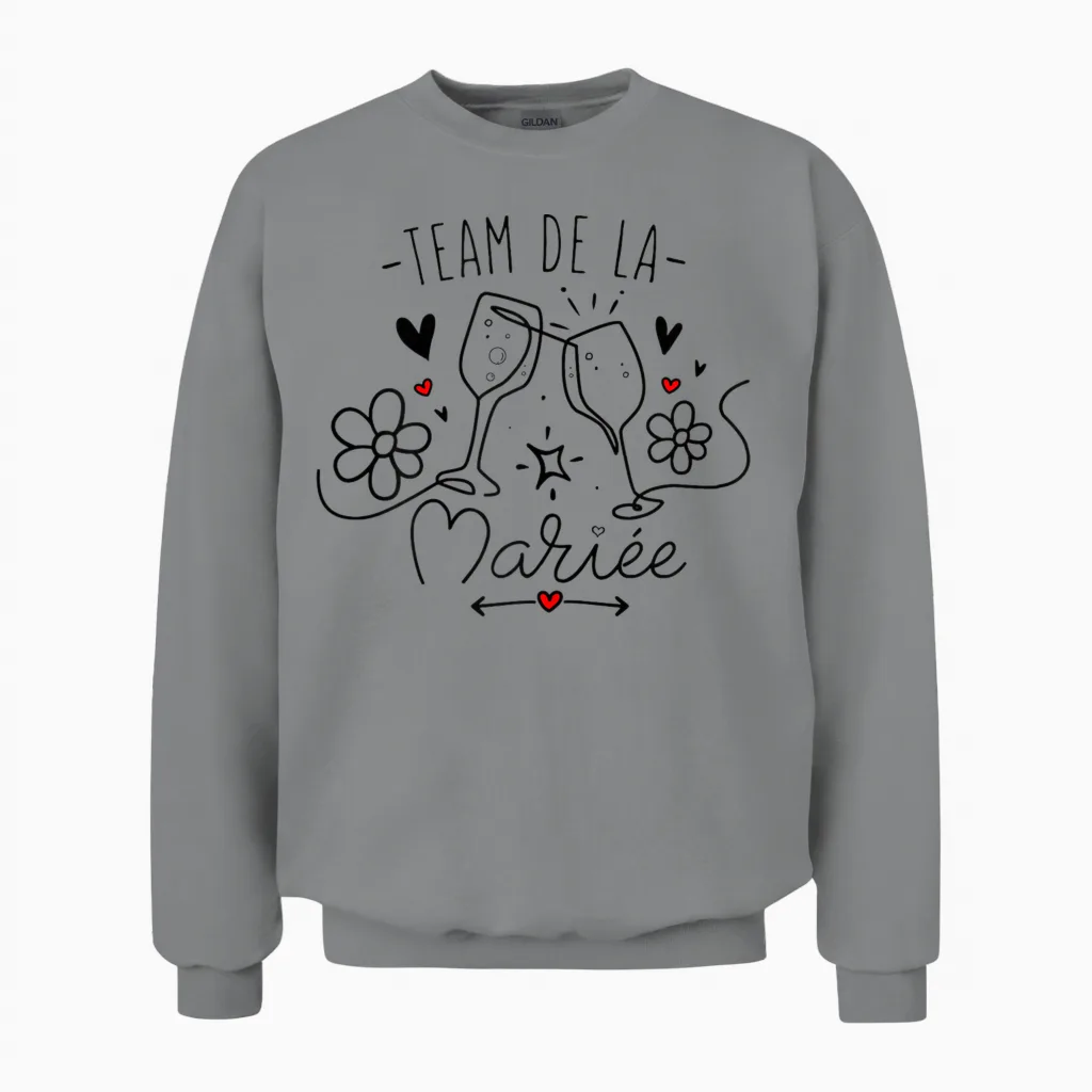 Woman Bride Team Surprise for a Evjf Team Bride Humor T-Shirt, White, Female X-Small Unisex Sweatshirt in Sport Grey