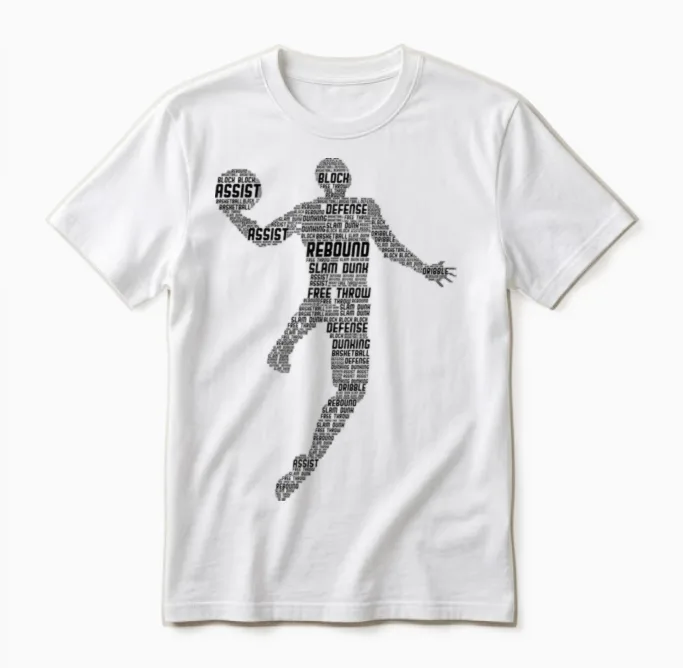 Basketball Basketball Boys' Men's Children's T-Shirt, White Unisex T-Shirt in White
