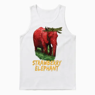 Strawberry Elephant Meme Unisex Tank Top - White
