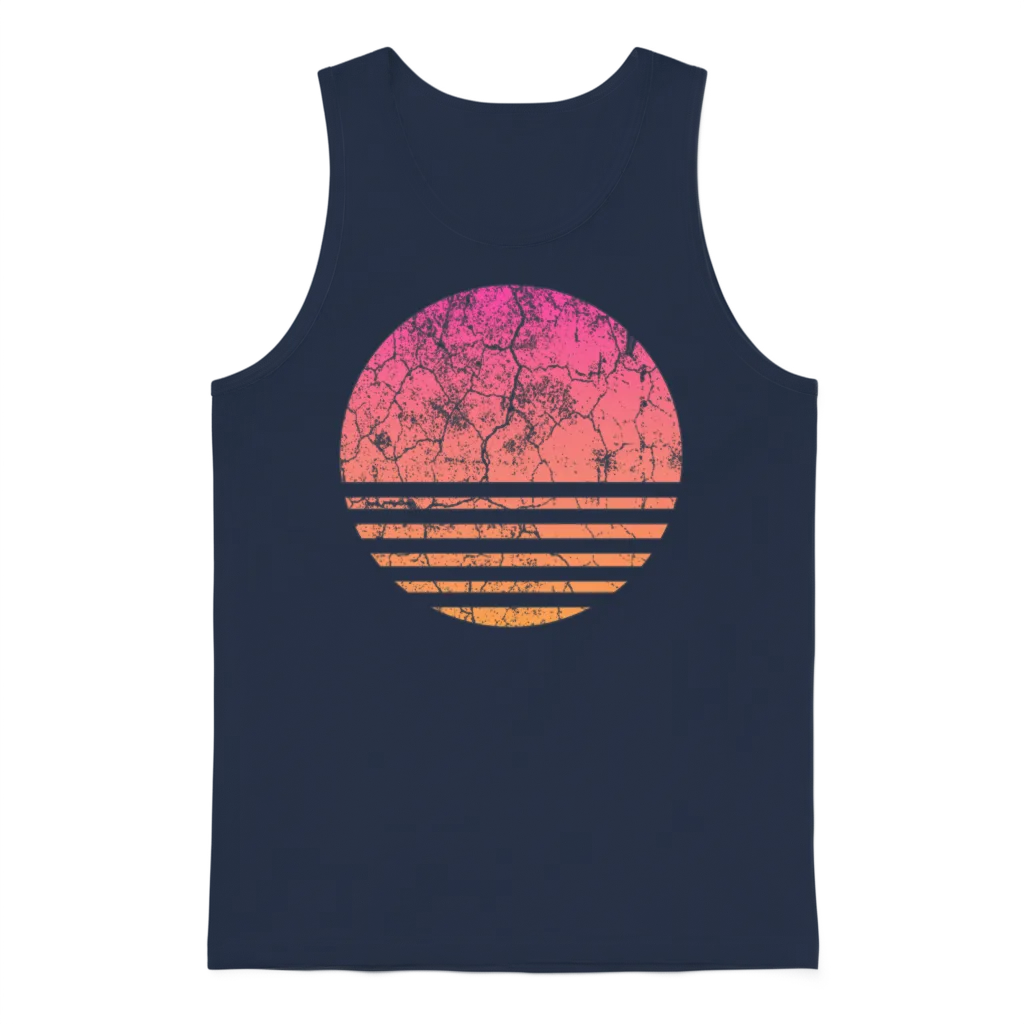 Retro Vintage Sunset โ Summer & Beach Gift Unisex Tank Top - Navy