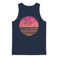 Retro Vintage Sunset — Summer & Beach Gift Unisex Tank Top - Navy – 1