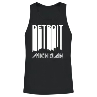 Retro Detroit Skyline Unisex Tank Top - Black – 2