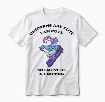 Einhorn Loves Winter Sports Unisex T-Shirt - White
