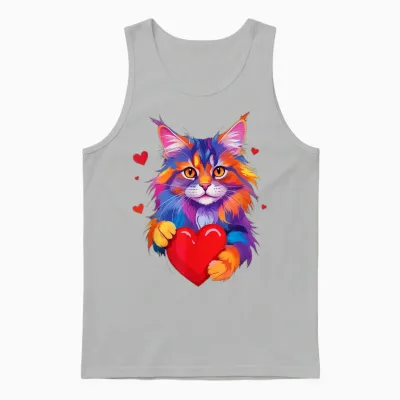 Chemise Maine Coon Cat - Graphique Coloré Maine Coon Heart Unisex Tank Top - Ash