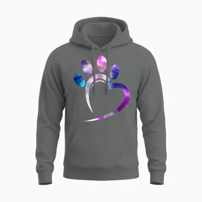 Galaxy Dog Paw Dog Lover Unisex Hoodie - Graphite Heather