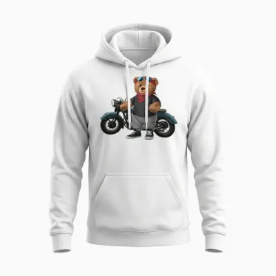 Funny Teddy Bear. Unisex Hoodie - White
