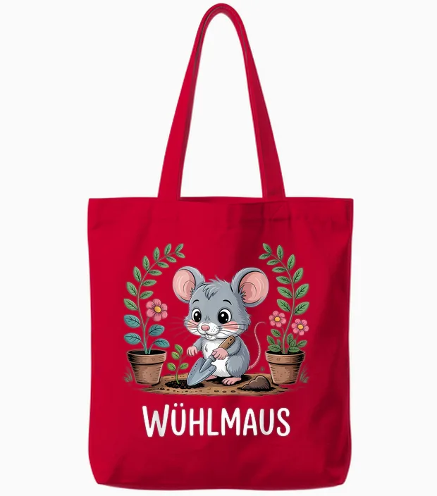 Wühlmaus Maus Garten Spruch Tote Bags in Red
