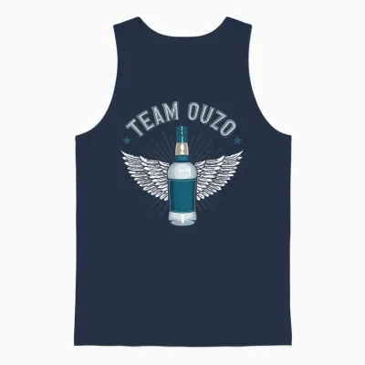 Ouzo Greece Schnapps Team Ouzo T-Shirt, Black Unisex Tank Top - Navy