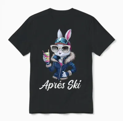 Apres Skihaserl Party Design Ski Rabbit Ski Outfit Unisex T-Shirt - Black