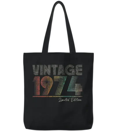49 Years Old Vintage 1974 49th Birthday Gifts Tote Bags - Black