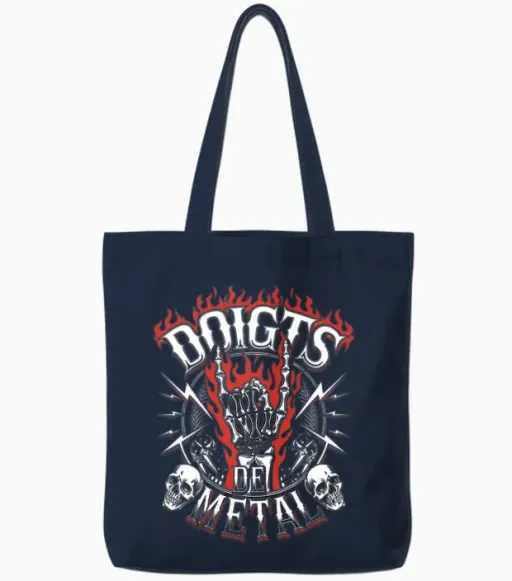 Doigts De Metal Cadeau Heavy Ultra Hardrock Vomit Humour T-Shirt Haut De Gamme Tote Bags - Navy