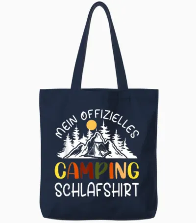 Official Sleep Shirt Camping Pyjamas Camping T-Shirt, Black Tote Bags - Navy