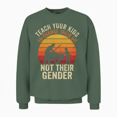 Retro Sunset Oil Change Unisex Sweatshirt - Military Green