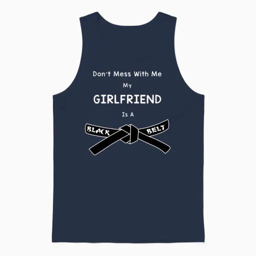 Girlfriend Black Belt Karate Martial Arts Unisex Tank Top in Navy
