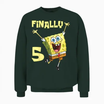 Mademark X Spongebob Squarepants - Kids Original Spongebob Square Pants - 5th Birthday. Finally 5. Unisex Sweatshirt - Forest