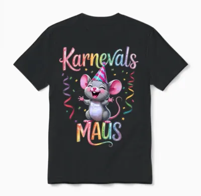 Carnival Mouse Cute Fancy Dress Motif for Women and Children Unisex T-Shirt - Black