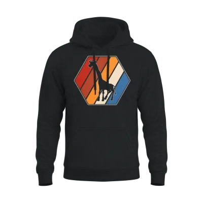 Giraffe Retro Unisex Hoodie - Black