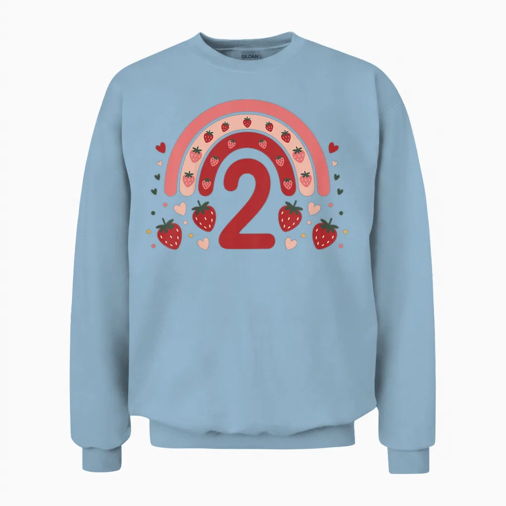 2. Geburtstag Mädchen Erdbeer Deko 2 Jährige Mädchen Unisex Sweatshirt in Light Blue
