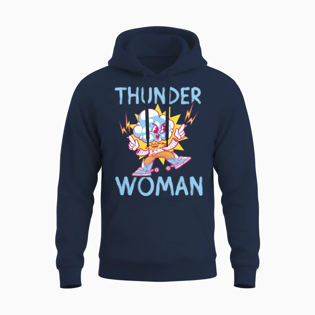 Thunder Woman Thunderstorm Design Unisex Hoodie in Navy