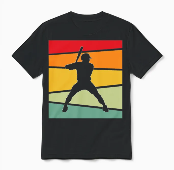 Baseball Retro & Softball Unisex T-Shirt in Black