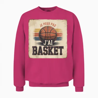 Jersey, Je Peux Pas J'ai Basketball, Men, Women, Children, Unisex Sweatshirt - Heliconia