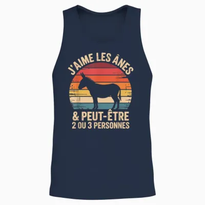 Idea T-Shirt Cute Donkey Boy Girl Woman I Love Donkeys Unisex Tank Top - Navy