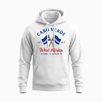 Cabo Verde Cabo Verde Wurzelkreuz Flagge Unisex Hoodie - White