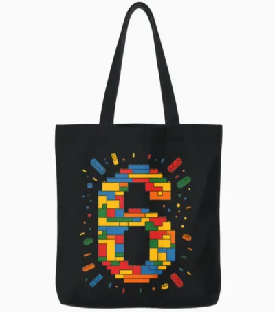 Ich Bin 6 Bausteine Geburtstag Klemmbausteine 6. Geburtstag Tote Bags - Black