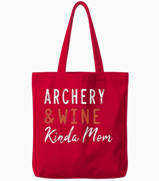 Archery and Wine Kinda Mom - & Beer Tote Bags in Red