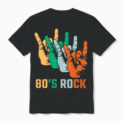80's Rock - Retro Style Unisex T-Shirt - Black