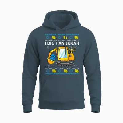 Kids I Dig Hanukkah-Shirt Happy Chanukah Funny Jewish Boy Unisex Hoodie - Dark Heather