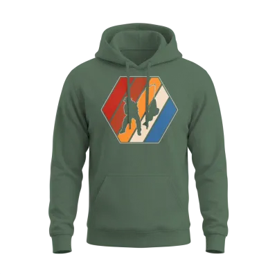 Fishing Retro Unisex Hoodie - Military Green