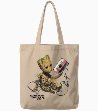 Guardians of the Galaxy Vol2 Groot Tape Tote Bags - Natural