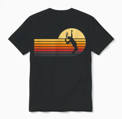 Retro Tennis Unisex T-Shirt - Black