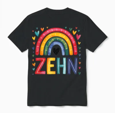 Children's Birthday 10 Girls Rainbow Fairy Tenth 10 Years Unisex T-Shirt - Black