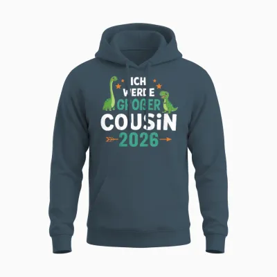 Kinder Ich Werde Großer Cousin 2026 Unisex Hoodie - Dark Heather
