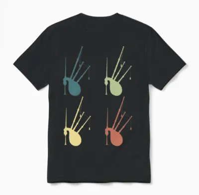 Bagpipes Retro 4 Unisex T-Shirt - Black