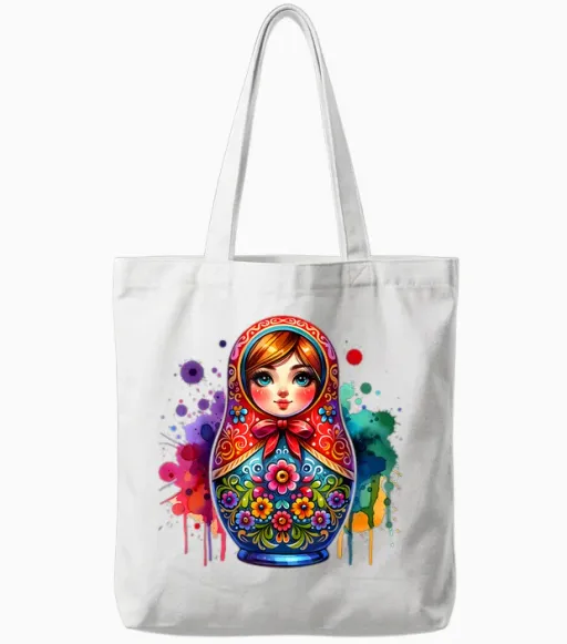 Russian Matryoshka Russia Russian Russian Matryoshka T-Shirt, Black Tote Bags - White