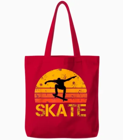 Skateboarder Retro Vintage Skateboarding Tote Bags - Red